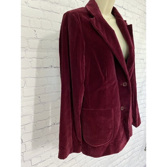 Vintage Addenda Maroon Velour Two Button Jacket W Pockets Women’s Size 2 - Picture 2 of 7